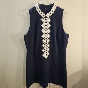 Lilly Pulitzer Blue Sheath Mini Dress Mock Neck